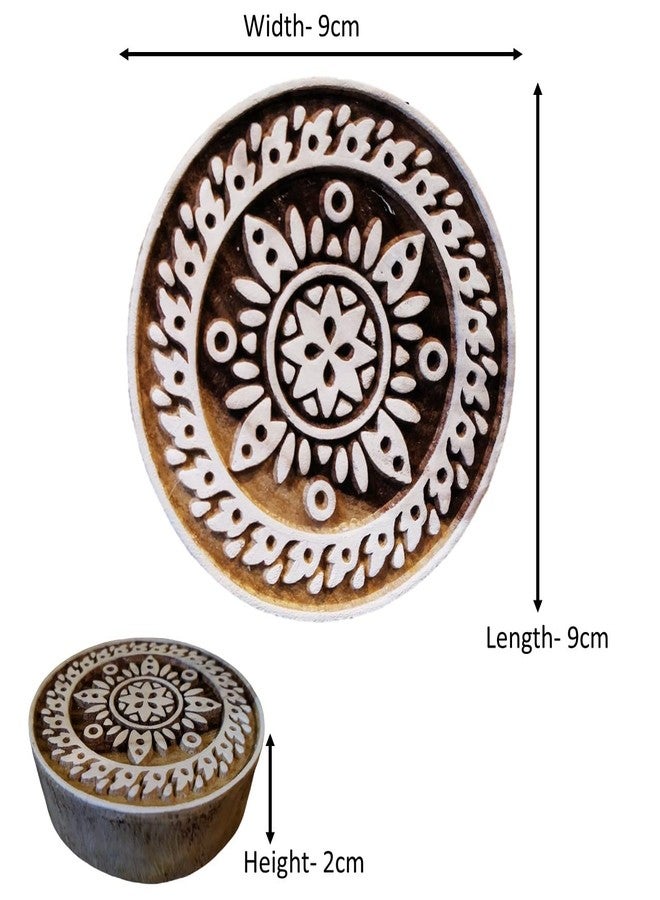 ecofynd Round Wood Block Stamps (Pack of 1), Wooden Blocks for Block Printing Stamp Set, Artistic Shapes Craft Kids Saree Border DIY Henna Fabric Textile Paper Clay Pottery Hand-Carved (BLOCK001) - Image 3